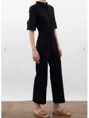 Elaine Kim Classic Black Short-Sleeve straight-Leg Jumpsuit